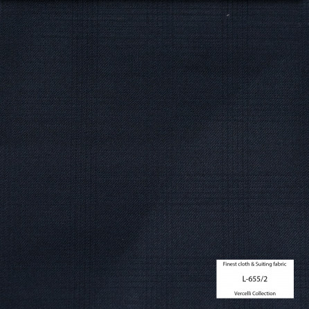 L655/2 Vercelli VII - 95% Wool - Xanh đen caro ẩn